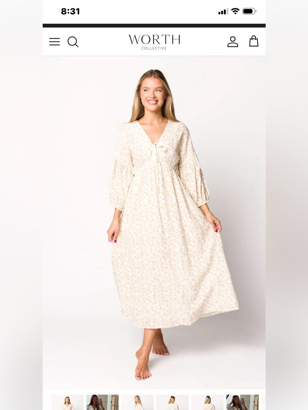 Worth Collective Hunter 100/ cotton gauze Cream Floral Maxi Dress - Picture 1 of 10